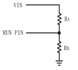 Undervoltage lockout (UVLO) voltage divider circuit