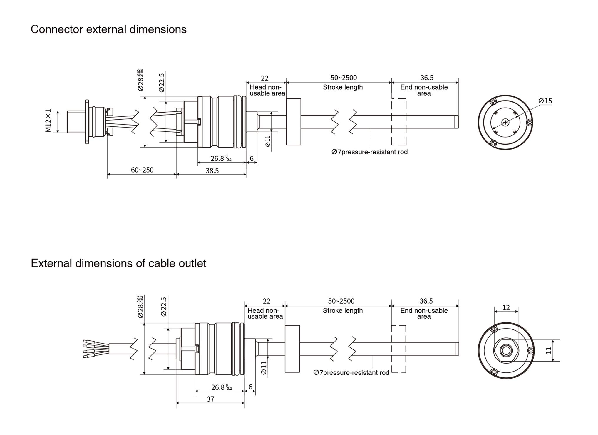 MI magnetostrictive displacement sensor Structural Shape 