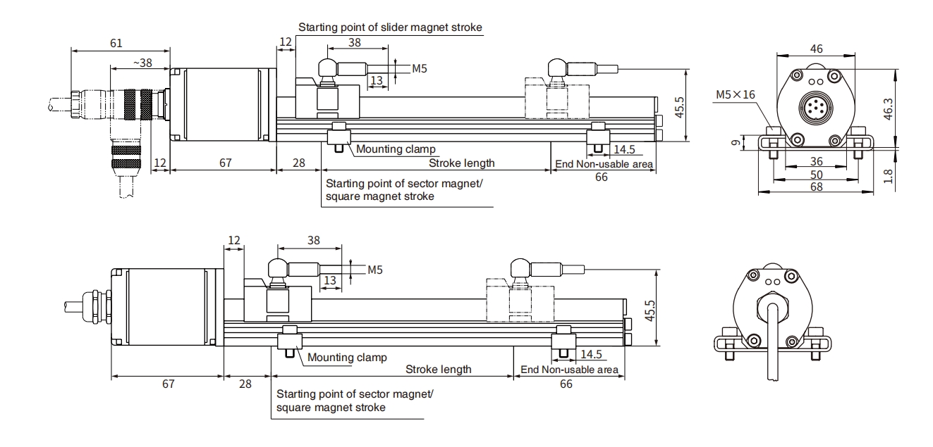Dimensions and installation guidance of RP  analog output sensor