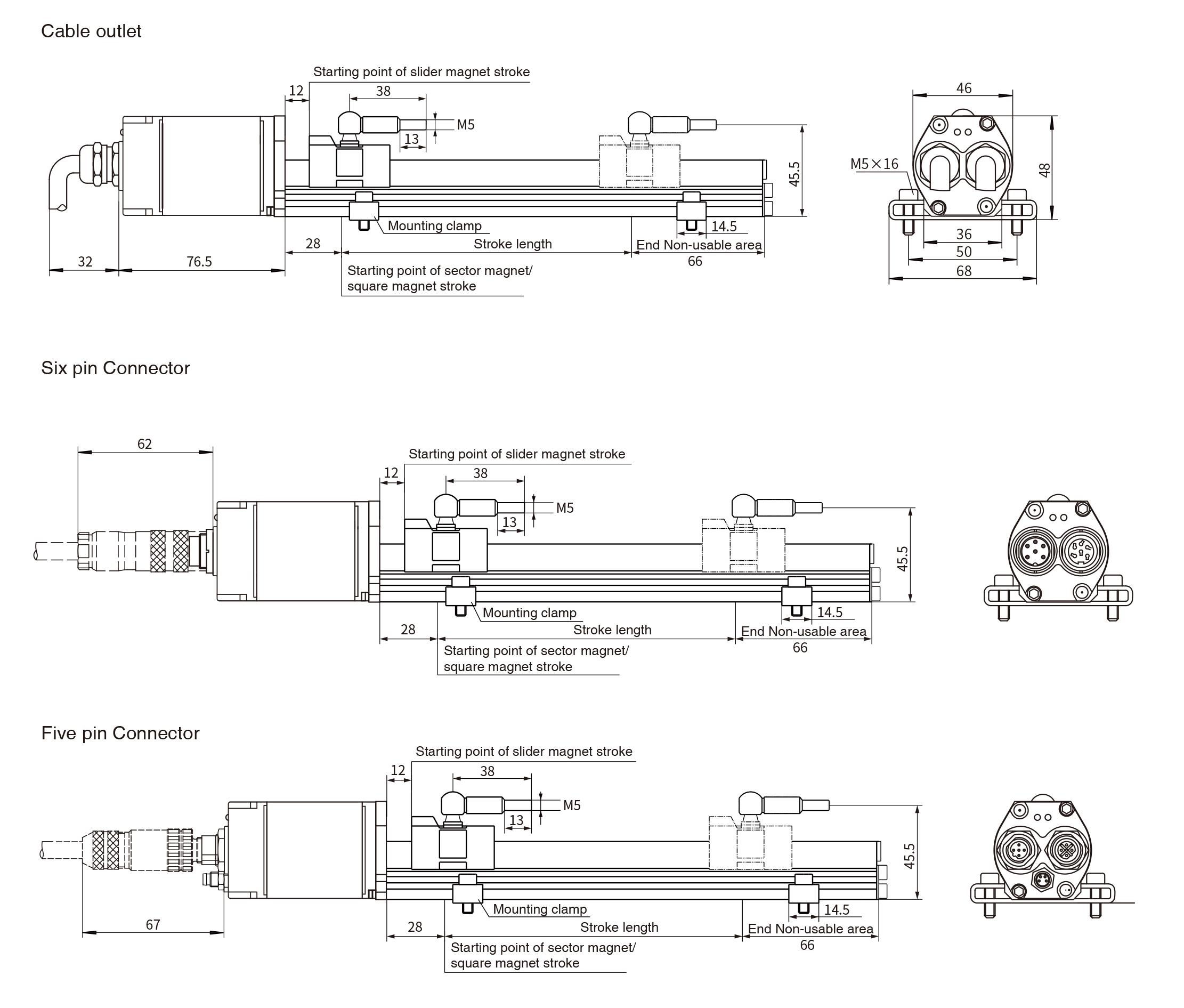 Dimensions and installation guidance of RP aluminum profile sensor