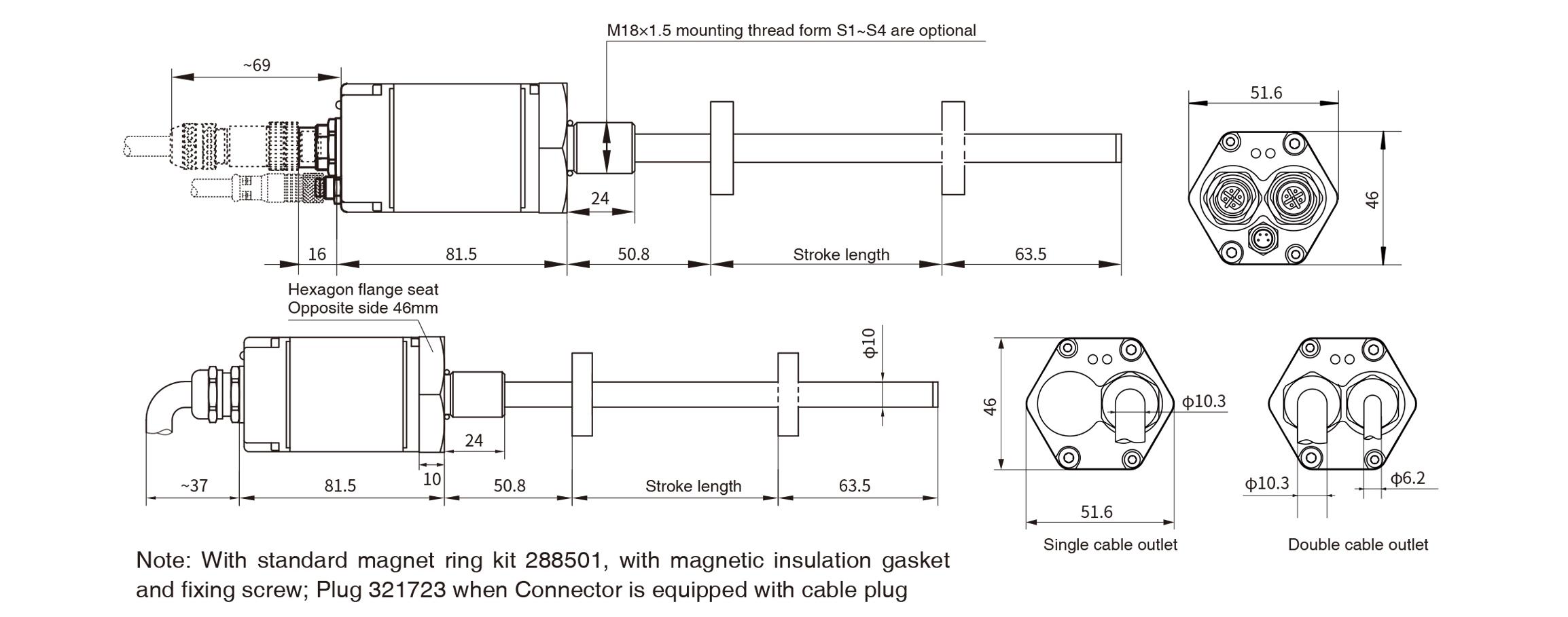 RH pressure-resistant rod mounting dimensions