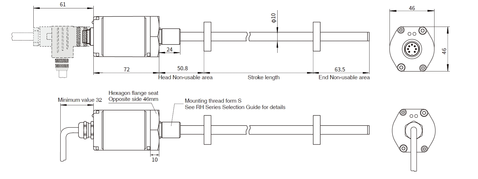 Dimensions and installation guidance of RH pressure-resistant rod sensor