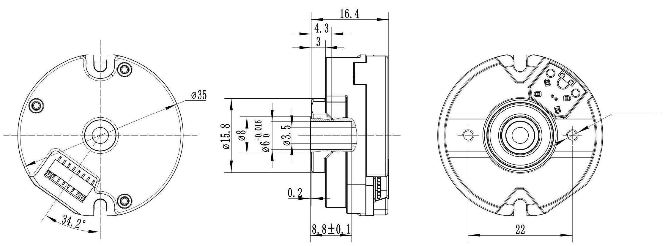 RZ35D06Q 2-M2.5 Depth4 Mechanical Dimension 