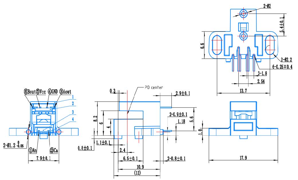 Straight Lead Dimensions With Mounting Holes