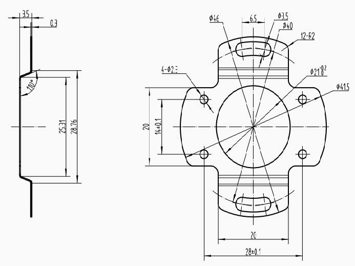 UZ4409 Mechanical Dimension Drawing of Leaf Spring MP4409-003A-40 UZ4409 Mechanical Dimension Drawing of Leaf Spring MP4409-003A-40