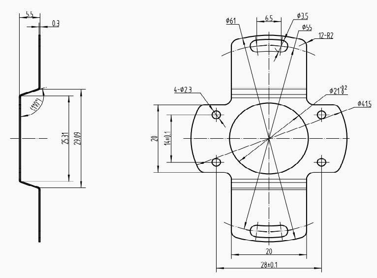 UZ4409 Mechanical Dimension Drawing of Leaf Spring MP4409-001A-55 UZ4409 Mechanical Dimension Drawing of Leaf Spring MP4409-001A-55
