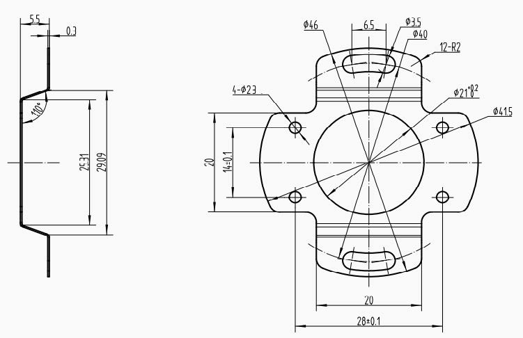 UZ4409 Mechanical Dimension Drawing of Leaf Spring MP4409-002A-40 UZ4409 Mechanical Dimension Drawing of Leaf Spring MP4409-002A-40