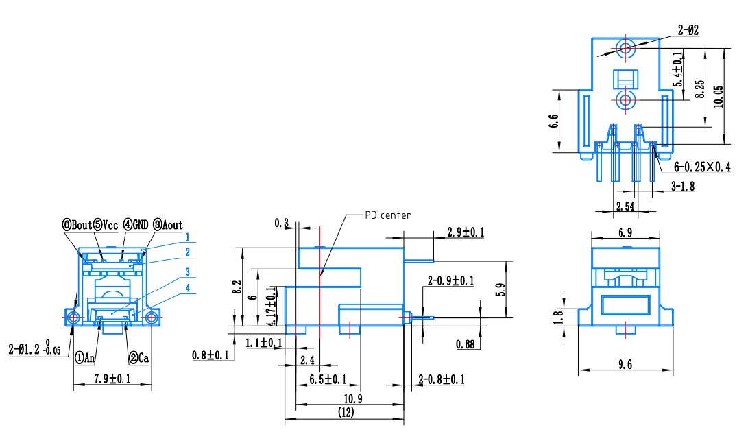 RK_L Straight Lead Dimensions Without Mounting Holes