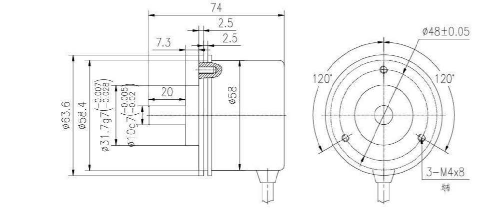 G5810-02 58mm Encoder — Mechanical Dimension Drawing & Installation Guide G5810-02 58mm Encoder — Mechanical Dimension Drawing & Installation Guide