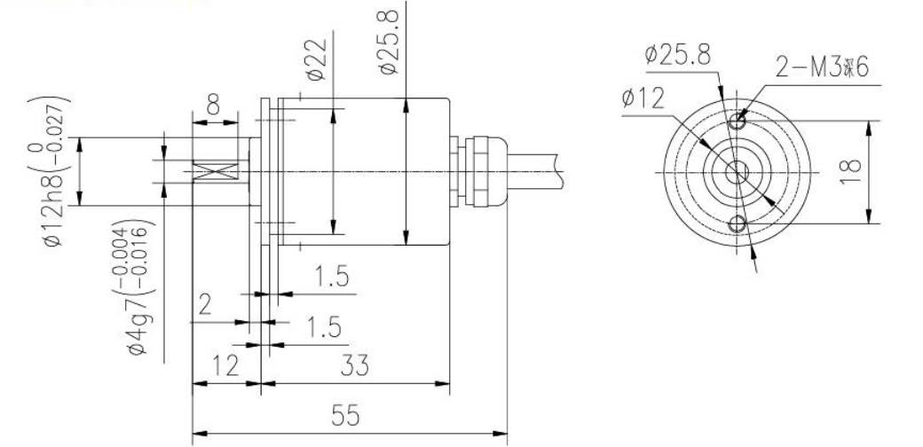 G2504 25mm servo flange incremental encoder mechanical dimension drawing G2504 25mm servo flange incremental encoder mechanical dimension drawing