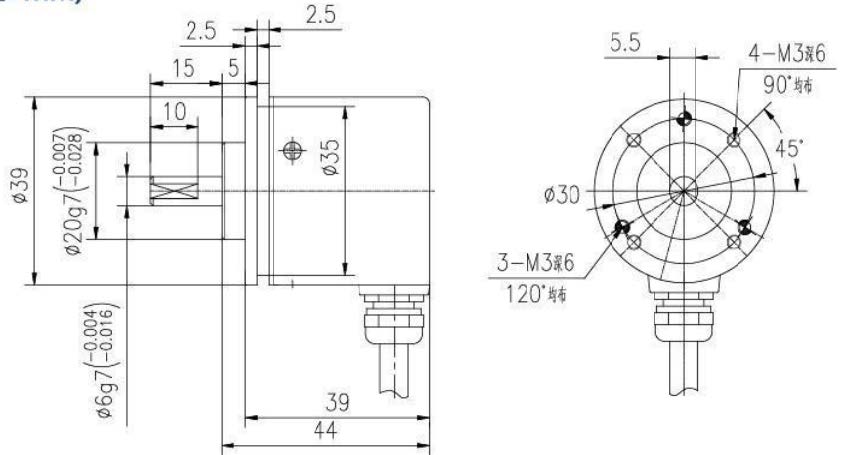 G3806-03 38mm Encoder — Mechanical Dimension Drawing & Installation Guide G3806-03 38mm Encoder — Mechanical Dimension Drawing & Installation Guide
