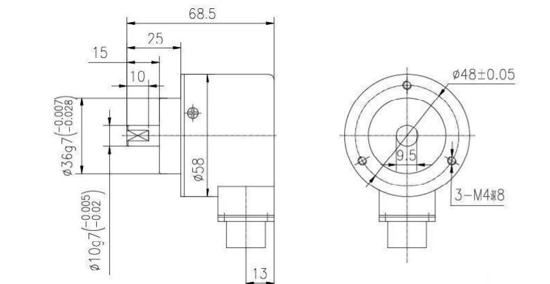 S5810 58mm solid shaft incremental encoder mechanical dimension drawing S5810 58mm solid shaft incremental encoder mechanical dimension drawing