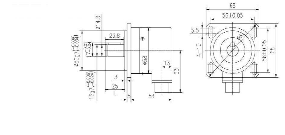 F5815-01 58mm keyed flange incremental encoder mechanical dimension drawing F5815-01 58mm keyed flange incremental encoder mechanical dimension drawing