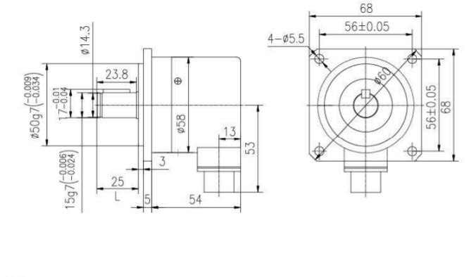 F5815-02 58mm keyed flange incremental encoder mechanical dimension drawing